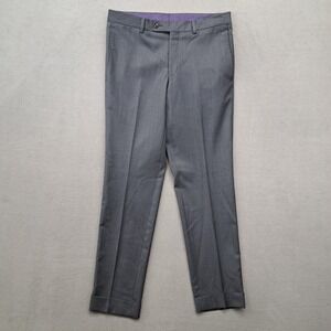 Ted Baker Jefferson Pant Mens 32x31 Gray Wool Flat Front Dress Pants Business